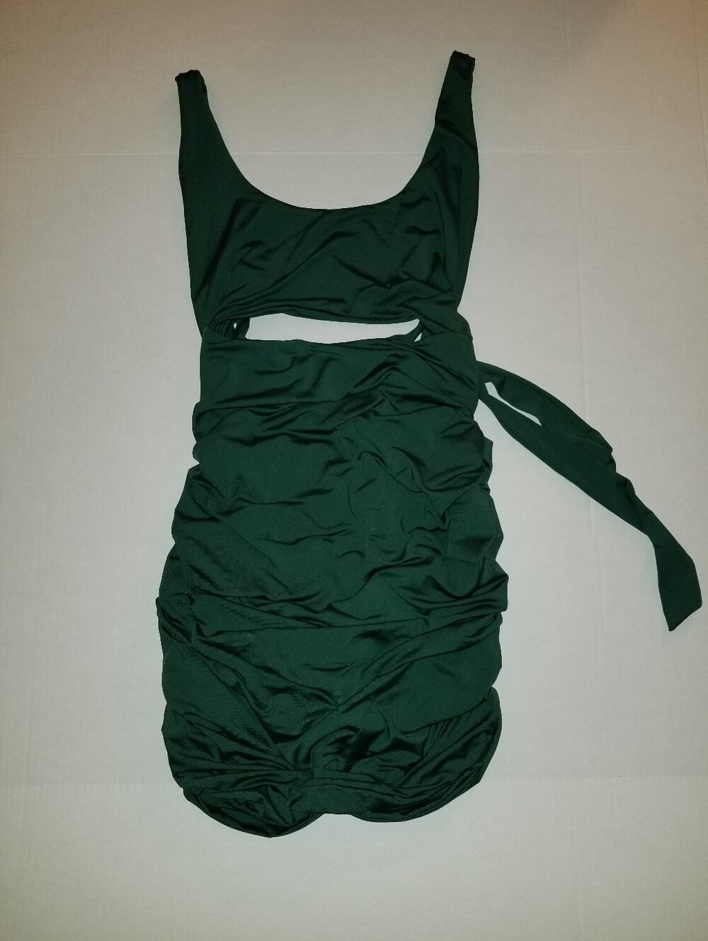 Women’s Green Scoop Neck Cut Out Mini Dress Adjustable Ties Straps  XL
